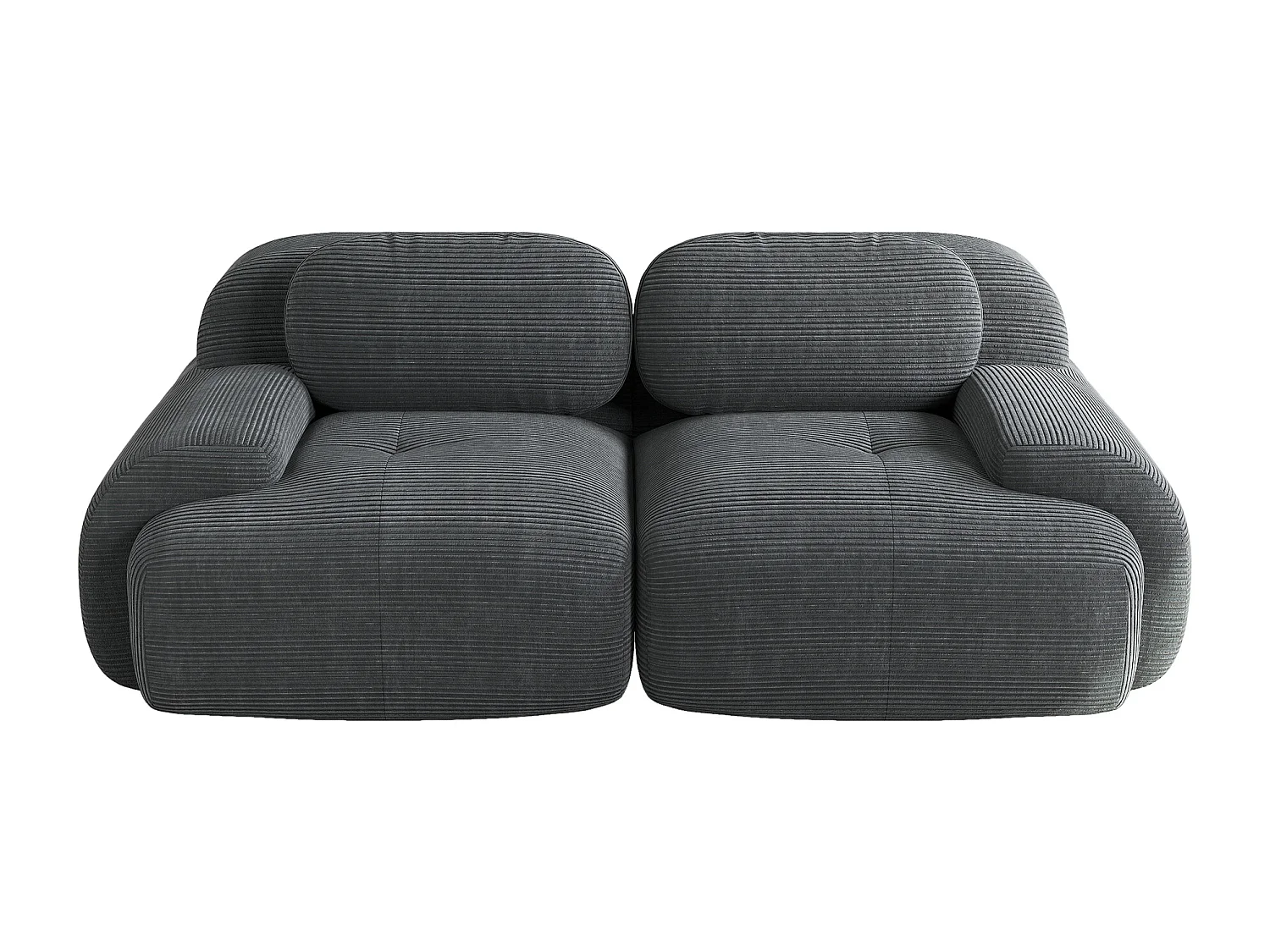 Canapé loveseat 82'' modulable en velours côtelé avec accoudoirs arrondis Gris - Confort et design moderne