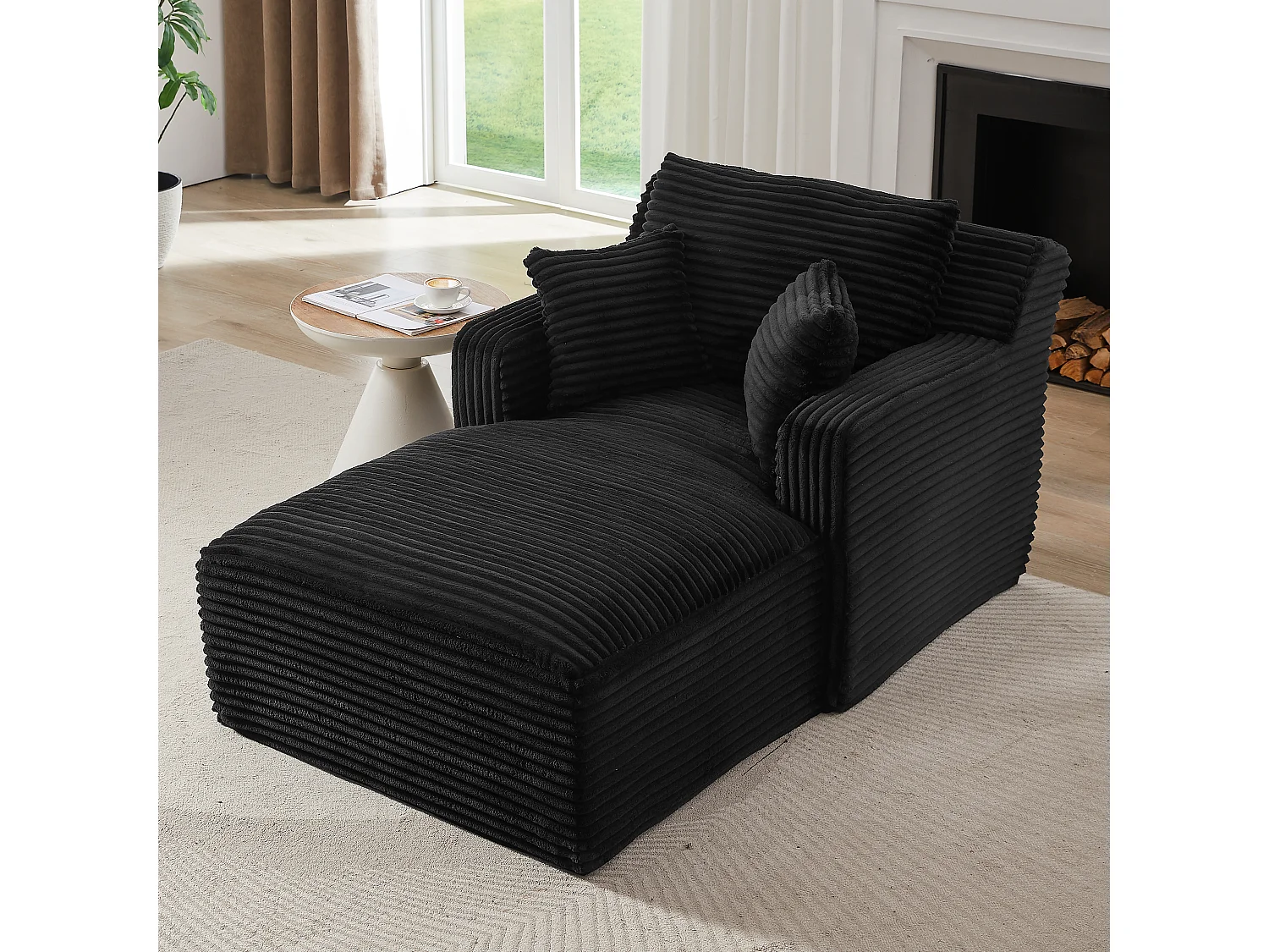 Canapé chaise longue moderne convertible en velours côtelé - Élégance et confort pour votre salon