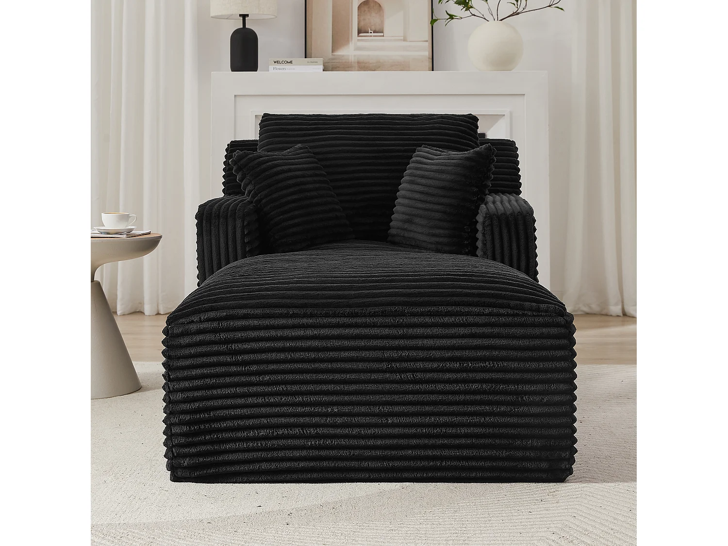 Canapé chaise longue moderne convertible en velours côtelé - Élégance et confort pour votre salon