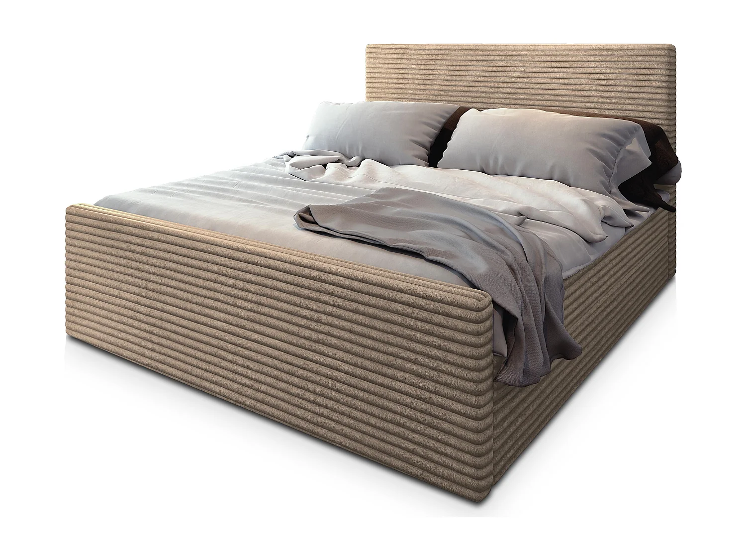 Boxspringbed BRENTO 160x200 cm Set met hoofdbord, bedbodem en matras, Beige