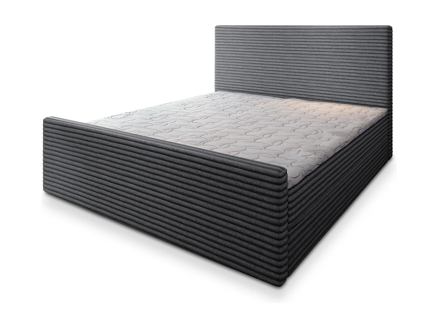 Boxspringbed BRENTO 160x200 cm Set met hoofdbord, bedbodem en matras, Antracietgrijs