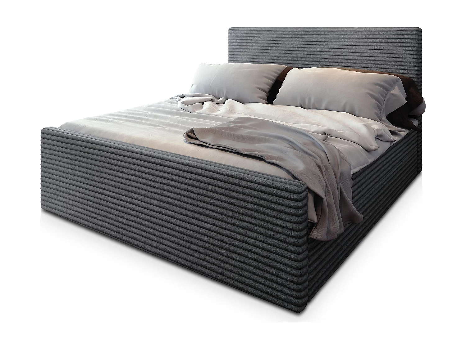 Boxspringbed BRENTO 160x200 cm Set met hoofdbord, bedbodem en matras, Antracietgrijs
