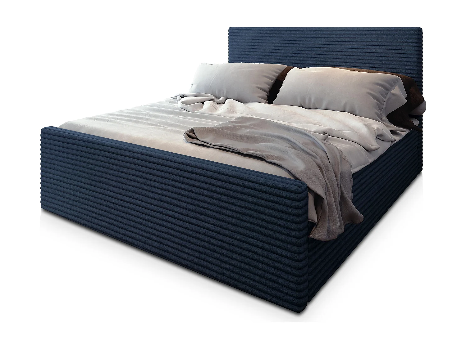 Boxspringbed BRENTO 160x200 cm Set met hoofdbord, bedbodem en matras, Blauw