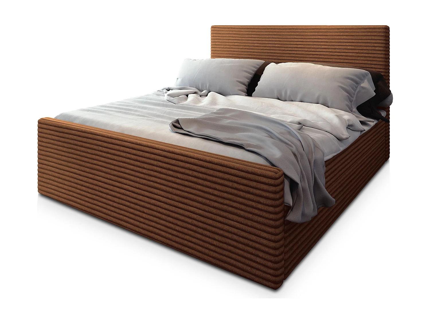 Boxspringbed BRENTO 160x200 cm Set met hoofdbord, bedbodem en matras, Koperkleurig