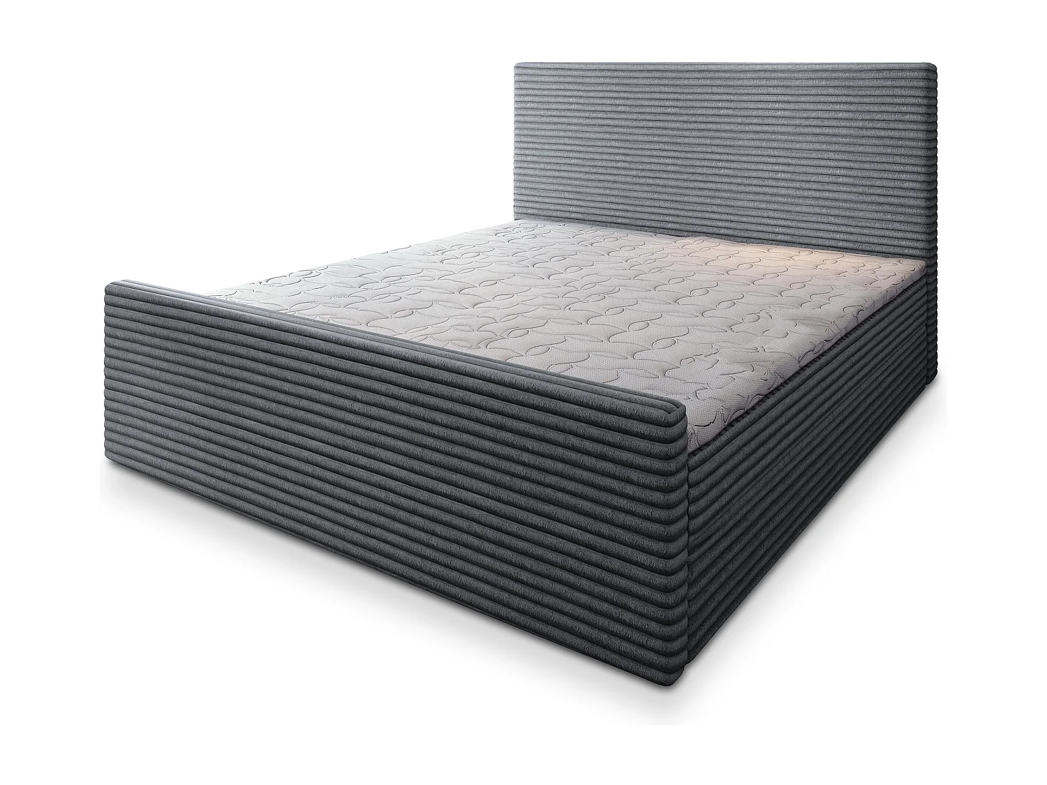 Boxspringbed BRENTO 160x200 cm Set met hoofdbord, bedbodem en matras, Grijs