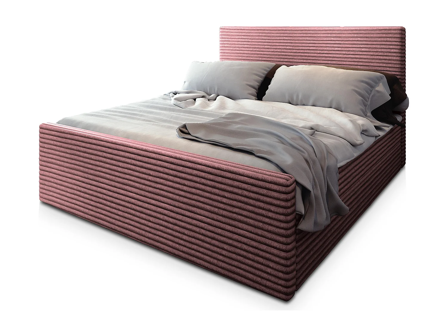 Boxspringbed BRENTO 160x200 cm Set met hoofdbord, bedbodem en matras, Poederroze