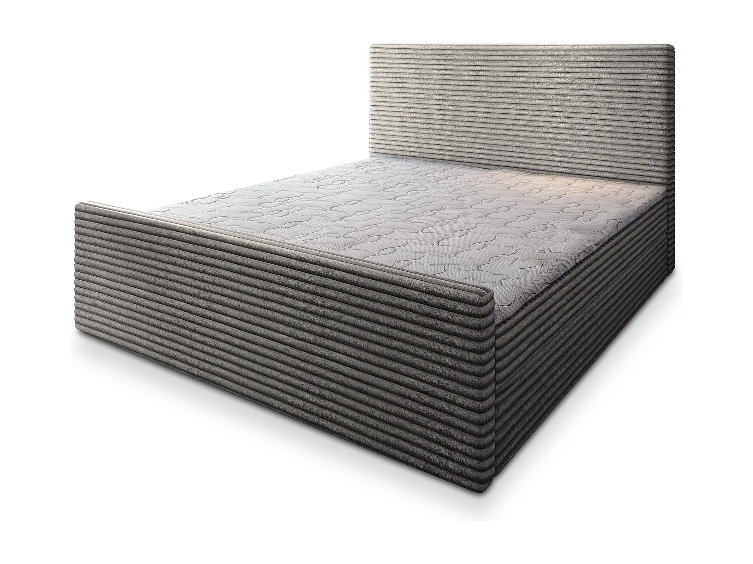 Boxspringbed BRENTO 160x200 cm Set met hoofdbord, bedbodem en matras, Lichtgrijs