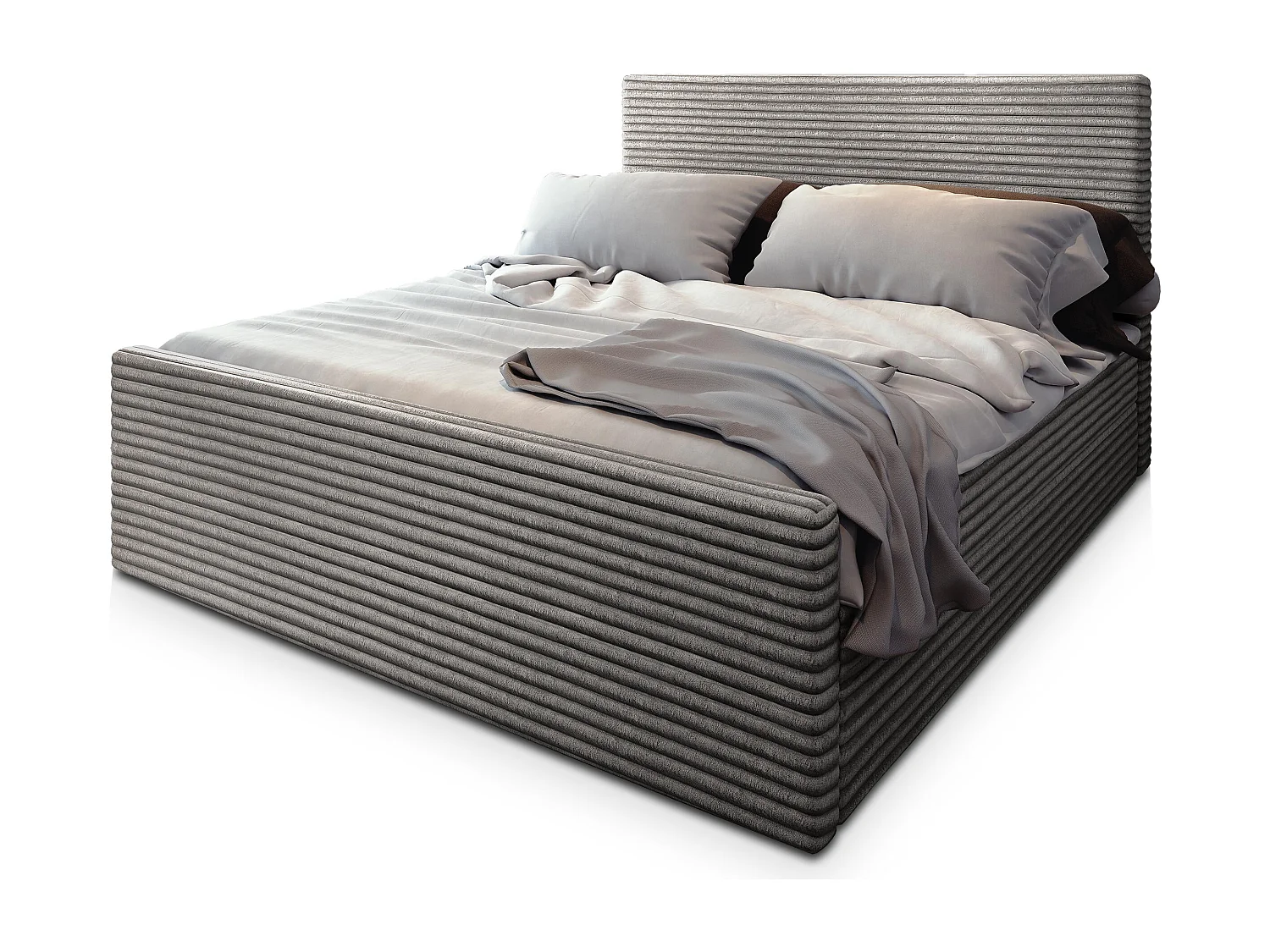 Boxspringbed BRENTO 160x200 cm Set met hoofdbord, bedbodem en matras, Lichtgrijs