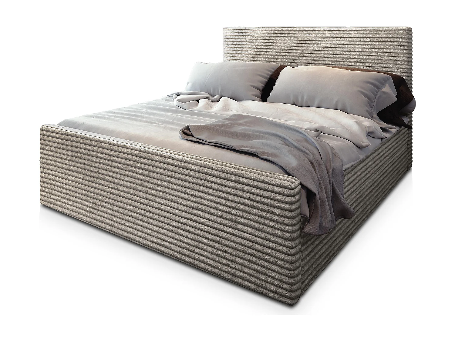 Boxspringbed BRENTO 160x200 cm Set met hoofdbord, bedbodem en matras, Lichtgrijs