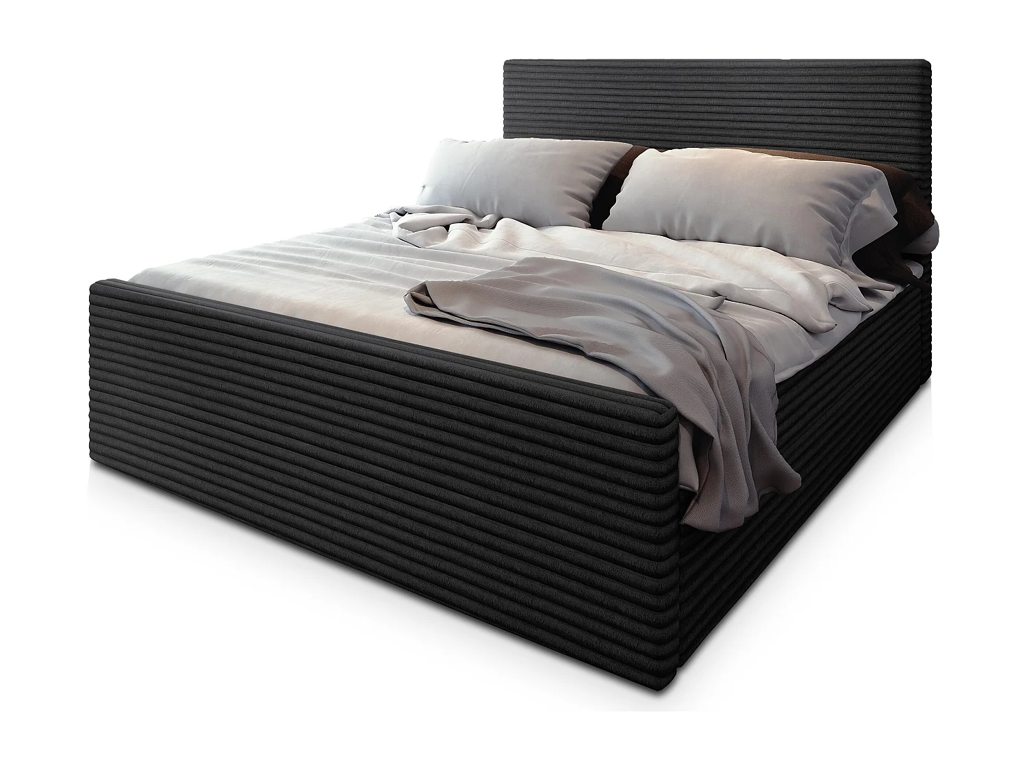 Boxspringbed BRENTO 160x200 cm Set met hoofdbord, bedbodem en matras, Zwart