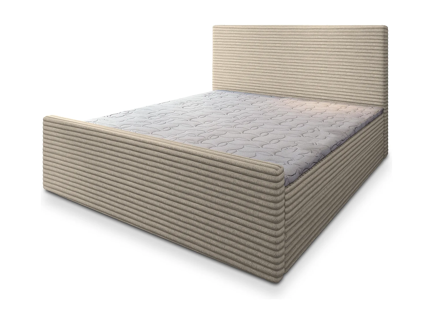 Boxspringbed BRENTO 160x200 cm Set met hoofdbord, bedbodem en matras, Crème