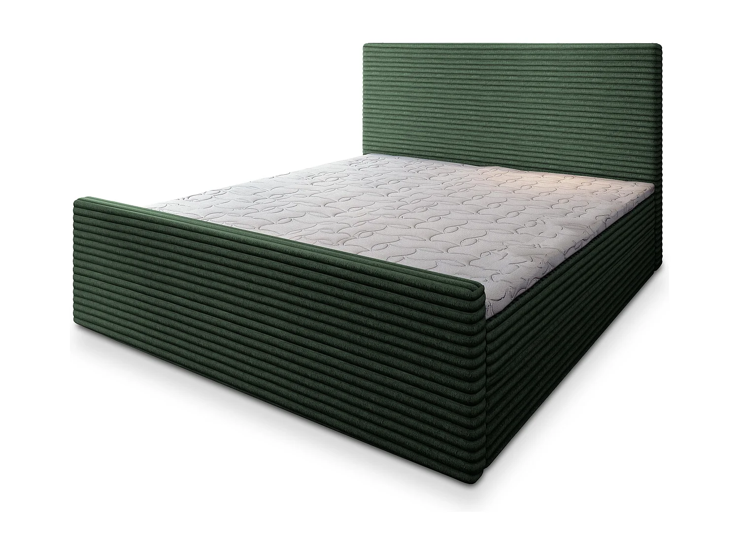 Boxspringbed BRENTO 160x200 cm Set met hoofdbord, bedbodem en matras, Dennengroen