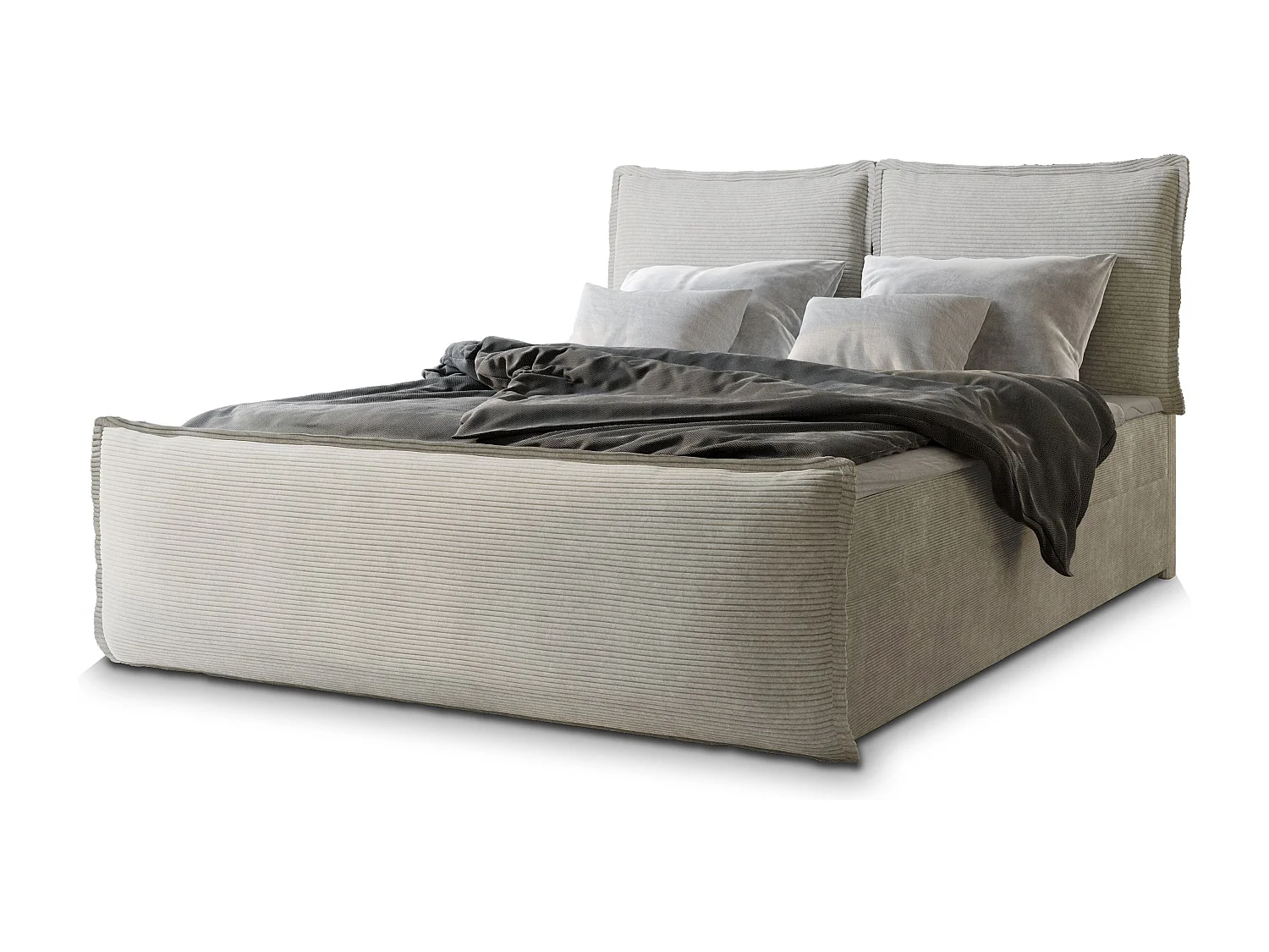 Boxspringbed MONTA 140x200 cm Set met hoofdbord, bedbodem en matras, Crème