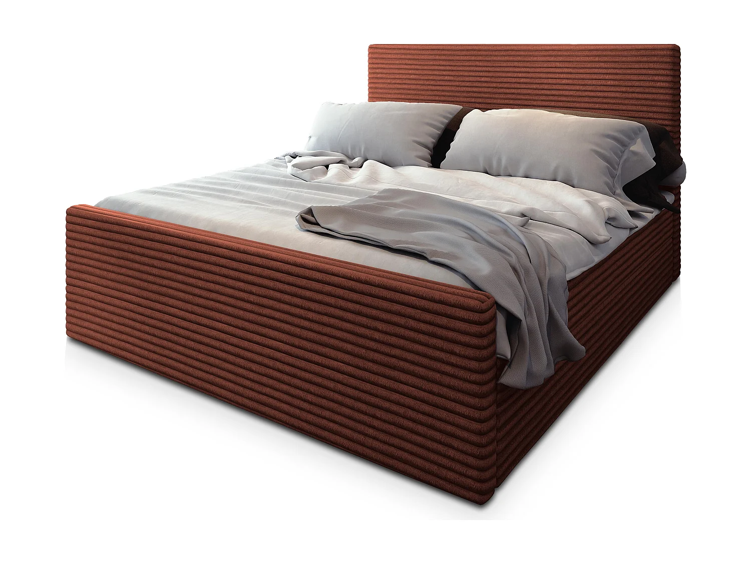Boxspringbed BRENTO 160x200 cm Set met hoofdbord, bedbodem en matras, Bruin