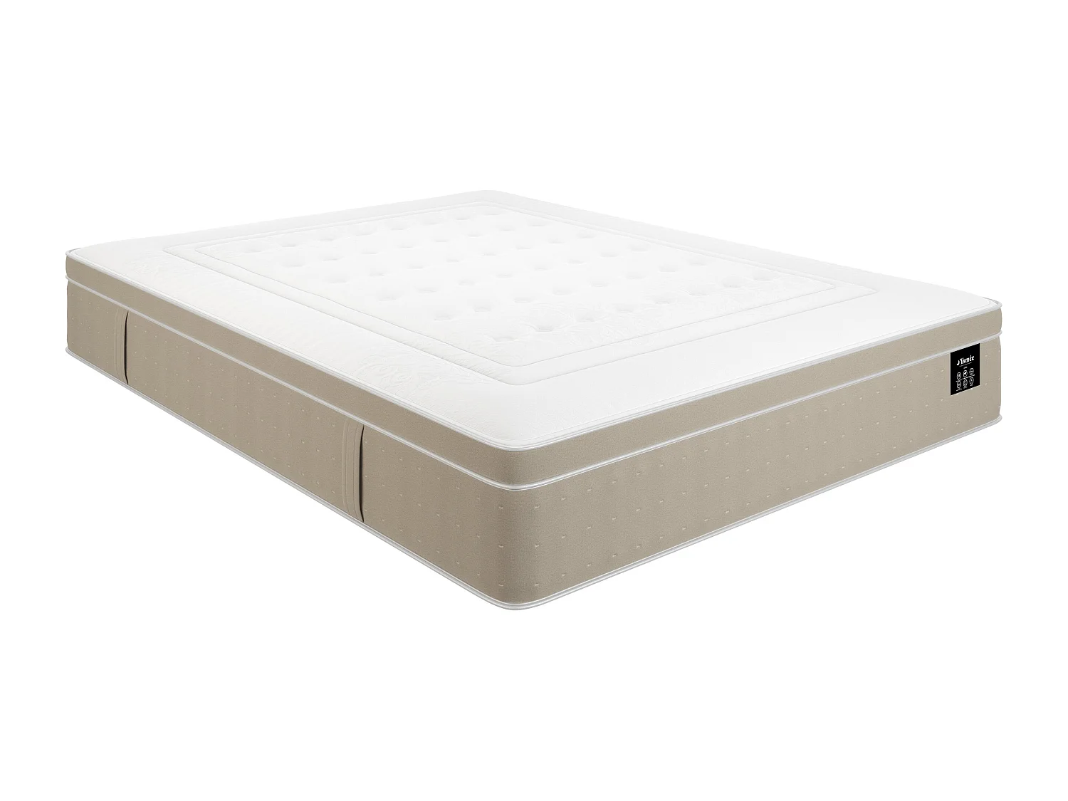 Ensemble 160 x 200 cm sommier tapissier + matelas hybride ressorts ensachés 7 zones et gel à mémoire de forme ép.28cm - CIREVA de YSMÉE