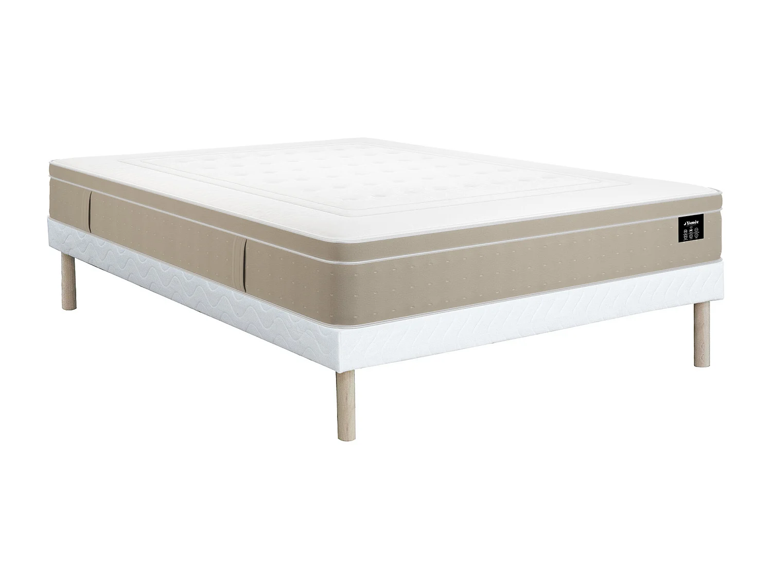 Ensemble 160 x 200 cm sommier tapissier + matelas hybride ressorts ensachés 7 zones et gel à mémoire de forme ép.28cm - CIREVA de YSMÉE