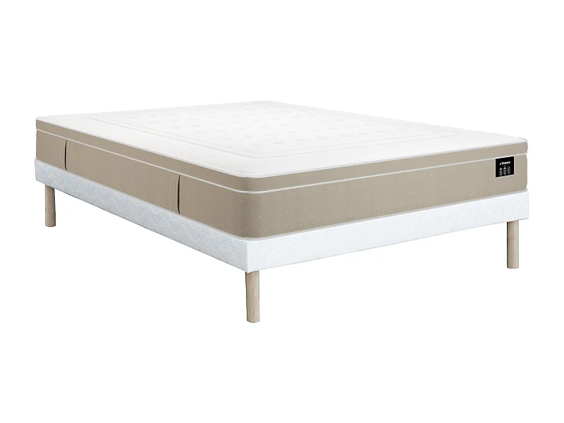 Set 160 x 200 cm bedbodem + hybride matras met 7-zone pocketveren en memory foam gel dikte 28 cm - CIREVA van YSMÉE