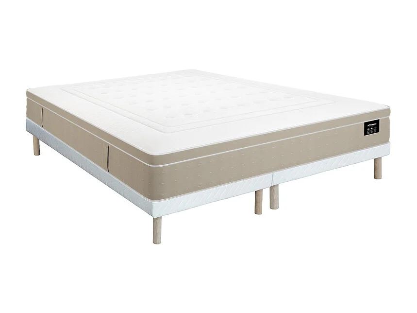Ensemble 180 x 200 cm sommier tapissier + matelas hybride ressorts ensachés 7 zones et gel à mémoire de forme ép.28cm - CIREVA de YSMÉE