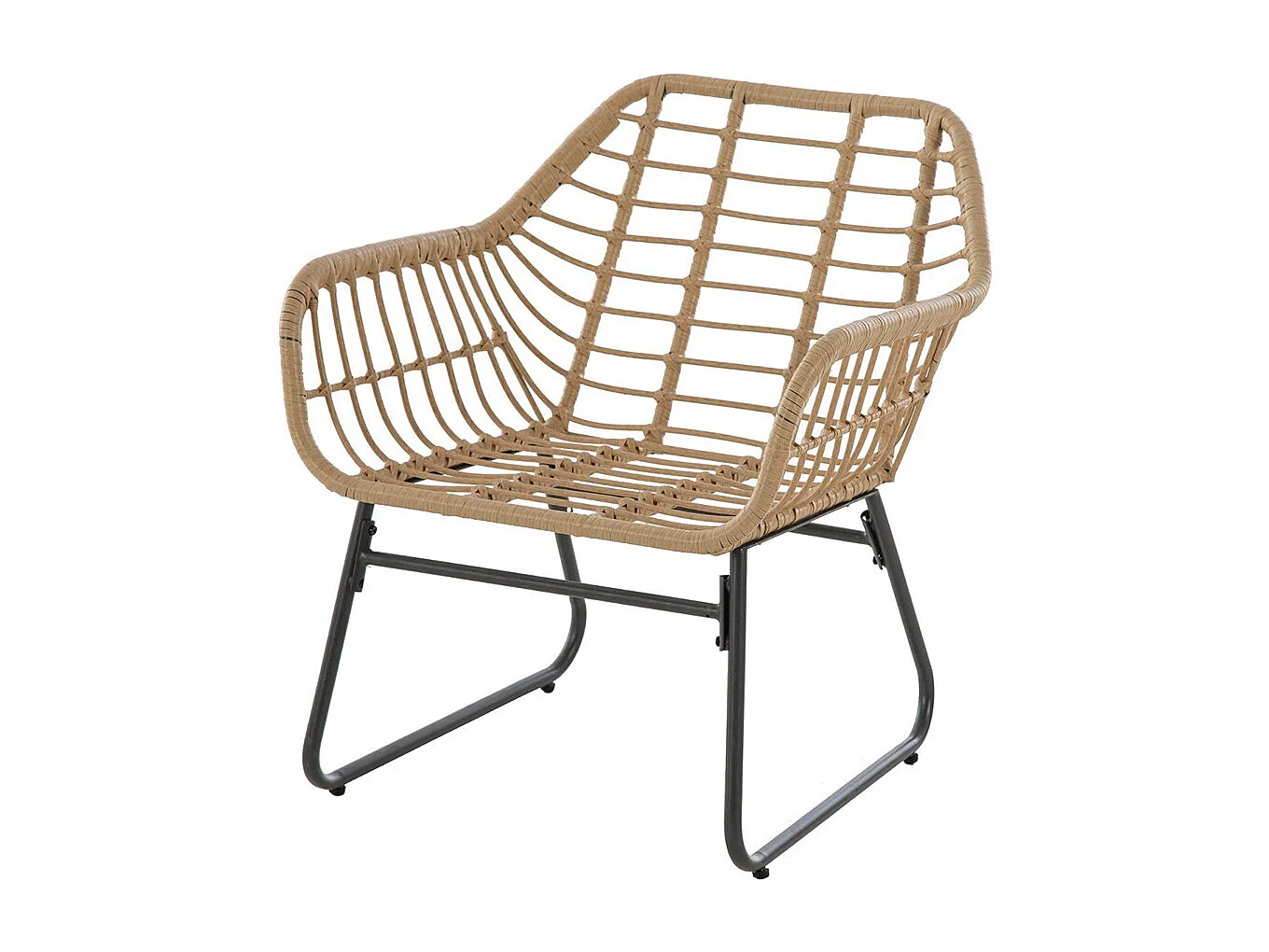 Salon de jardin en résine tressée Lambada Sésame avec table basse rectangulaire - 4 places - Hespéride