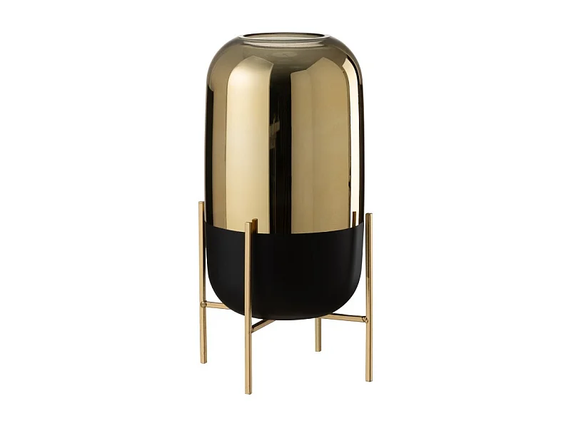 copia de Portavelas + pie cristal negro/oro Alt. 37 cm