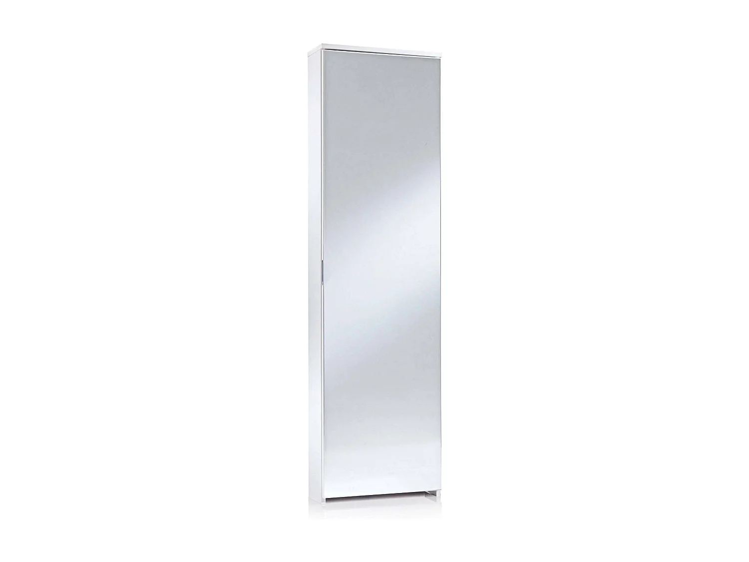 Étagère à chaussures Ciclamino, Meuble d'entrée polyvalent avec porte miroir, Meuble à chaussures moderne avec 5 étagères, 100% Made in Italy, 50x18h178 cm, Blanc