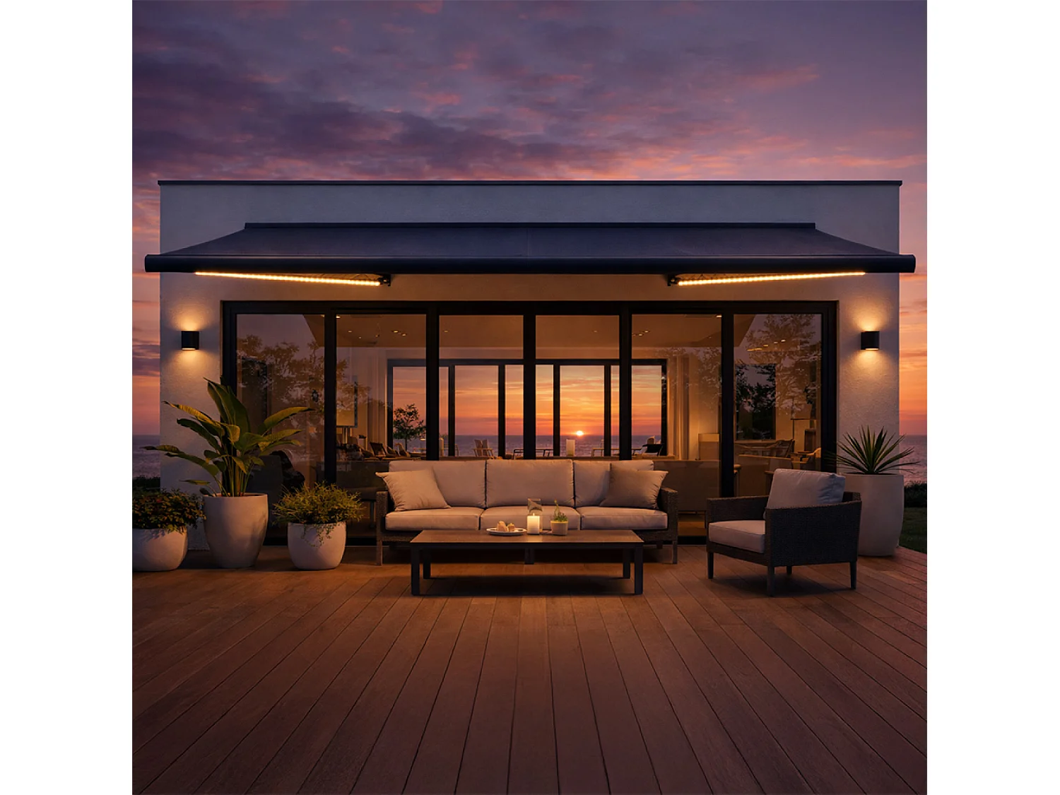 Store banne LED motorisé 3 x 2,5 m gris CETO