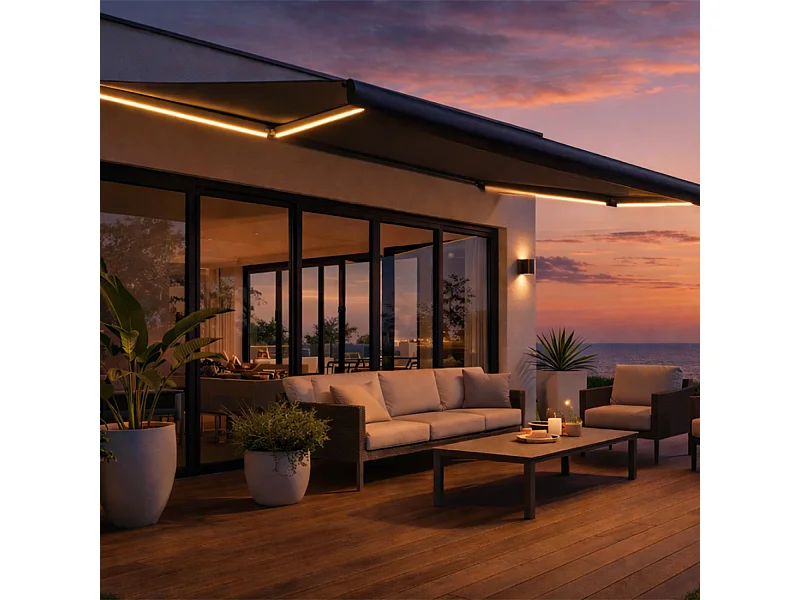 Store banne LED motorisé 3 x 2,5 m gris CETO