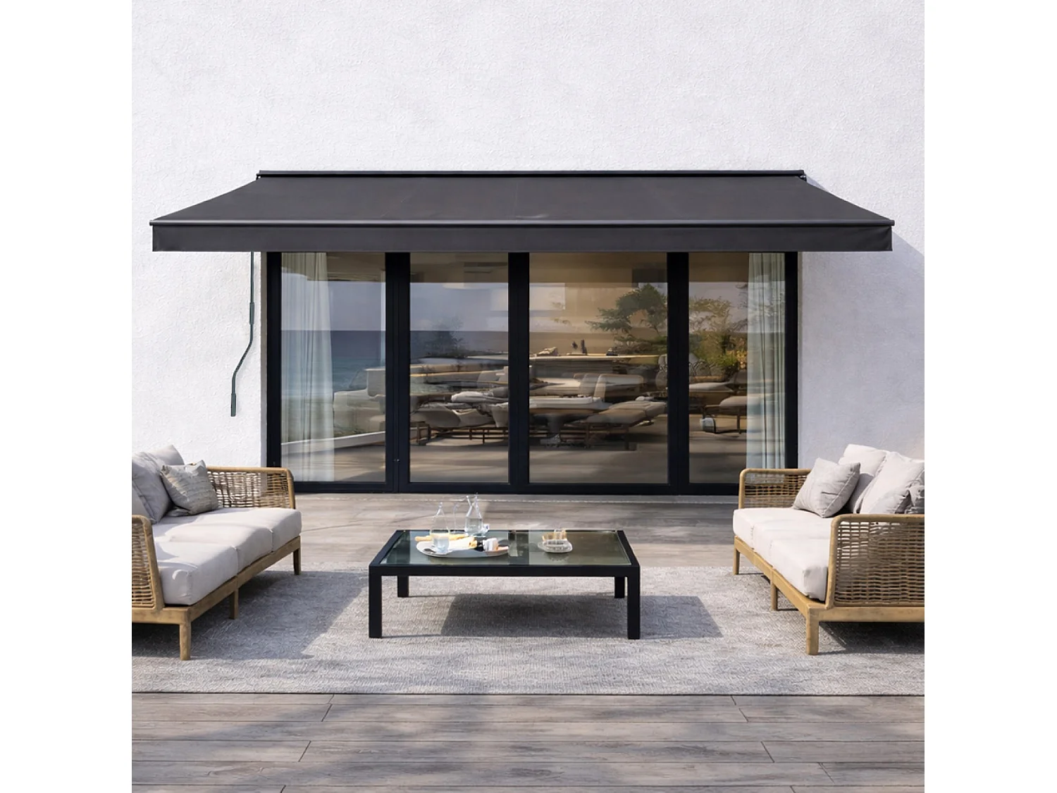 Store banne manuel 3,95 x 3 m en aluminium avec toile gris ADRO