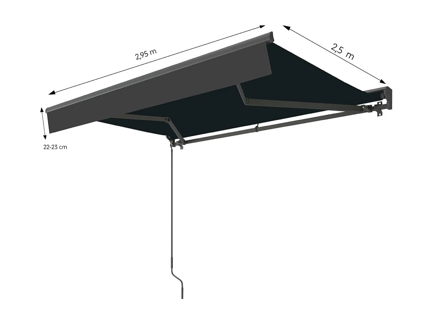 Store banne motorisé 295 x 25 m en aluminium avec toile gris LOZIO