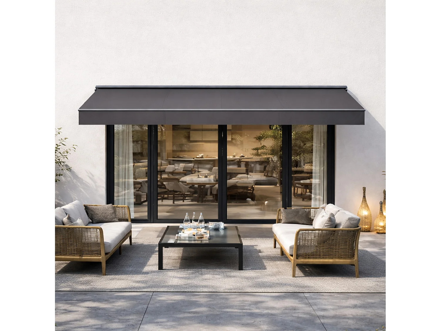 Store banne manuel 2,95 x 2,5 m en aluminium avec toile gris ADRO