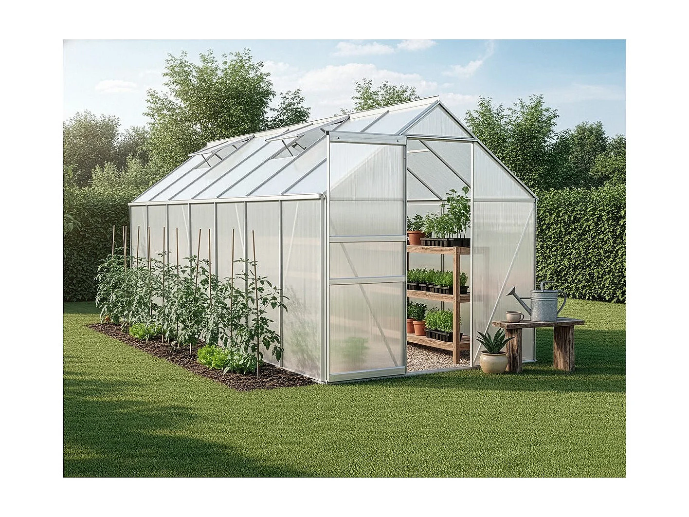 Embase en aluminium pour serre jardin "Basilic" - 8,17 m² - Gris