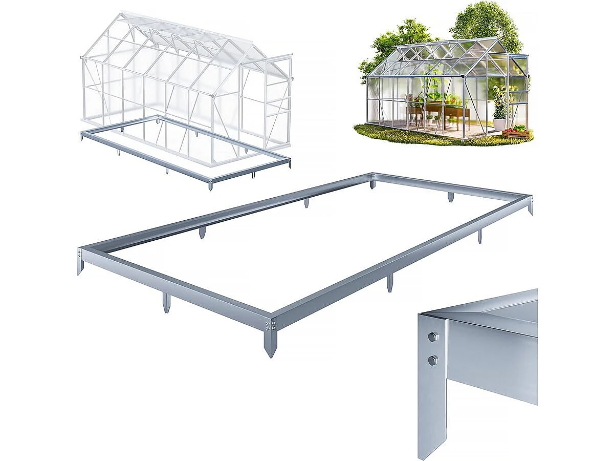 Embase en aluminium pour serre jardin "Basilic" - 7,03 m² - Gris