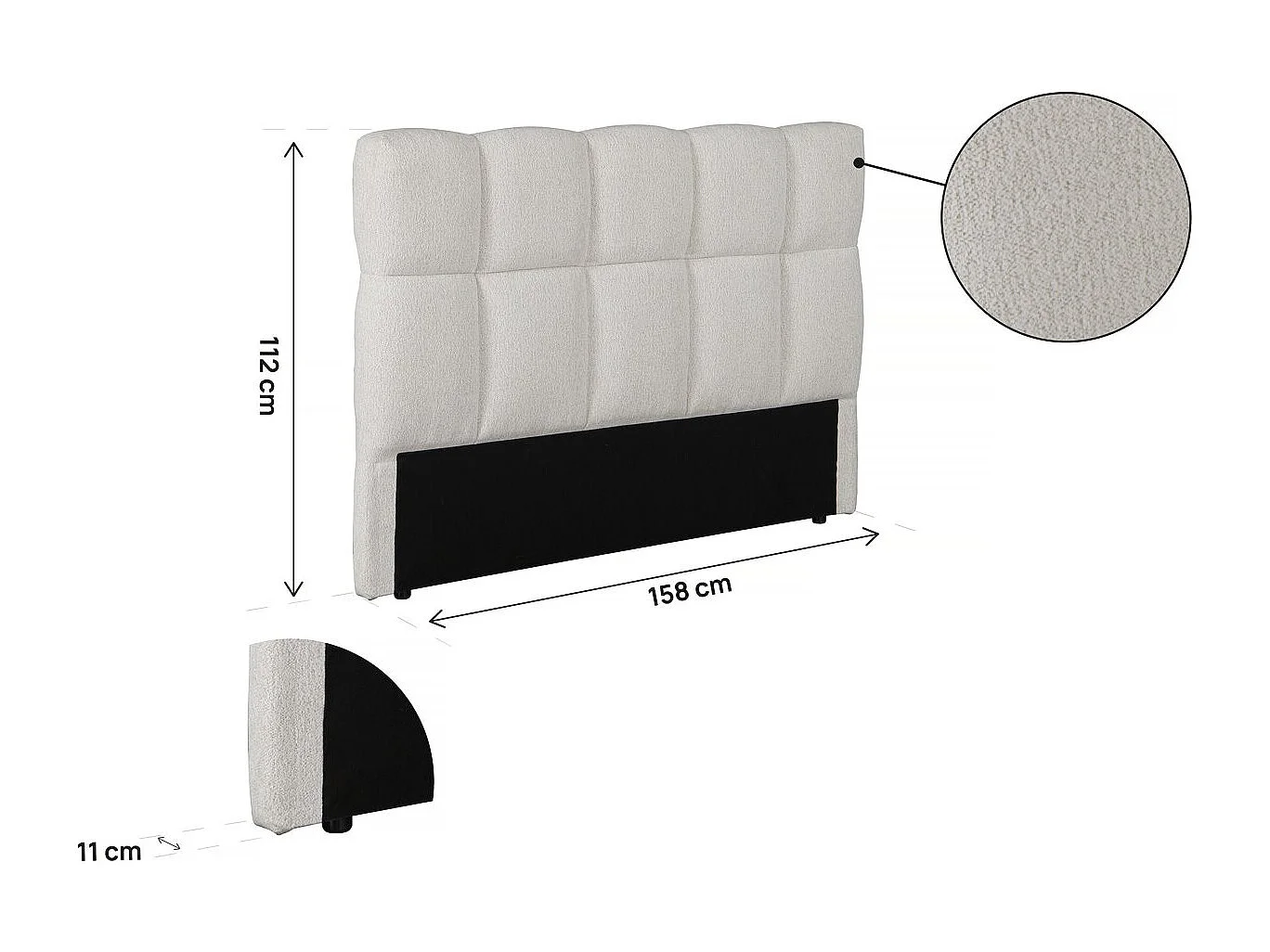 Cabecero estilo burbuja de tela gruesa "Alpe d'Huez" - 140 cm - Beige