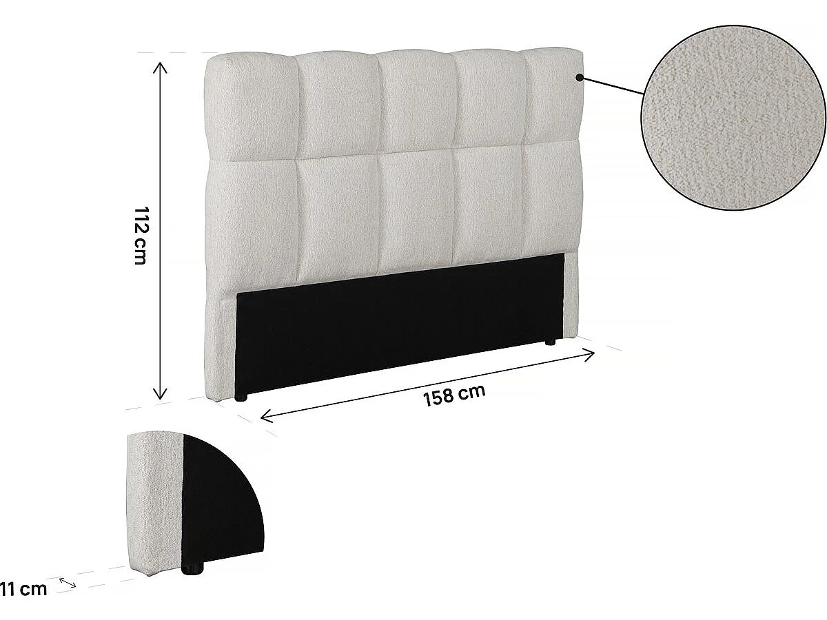 Kopfteil aus dickem Stoff im Bubble-Stil "Alpe d'Huez" - 140 cm - Beige