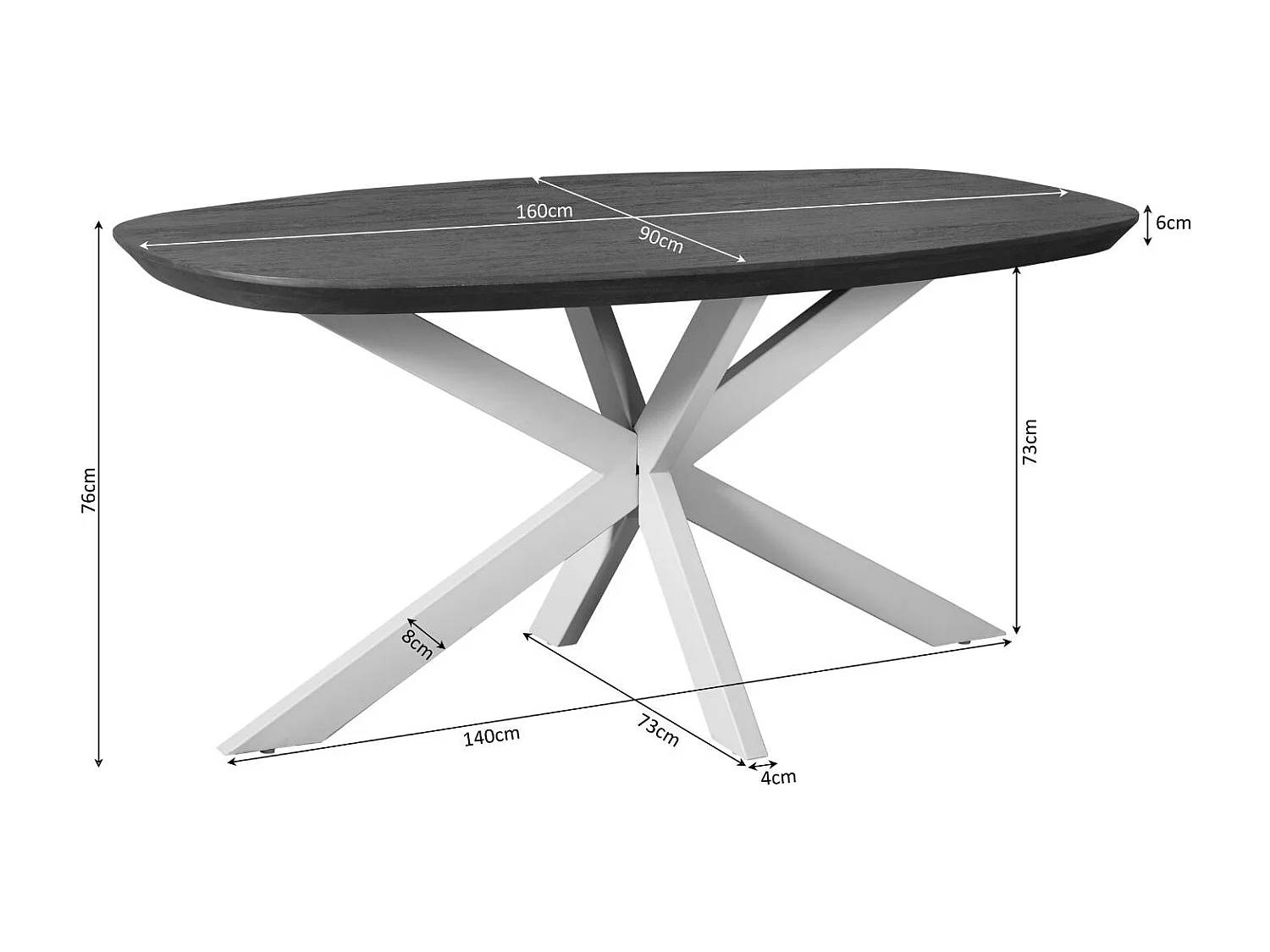 Table à manger bois bords arrondis 160 cm CORTINA