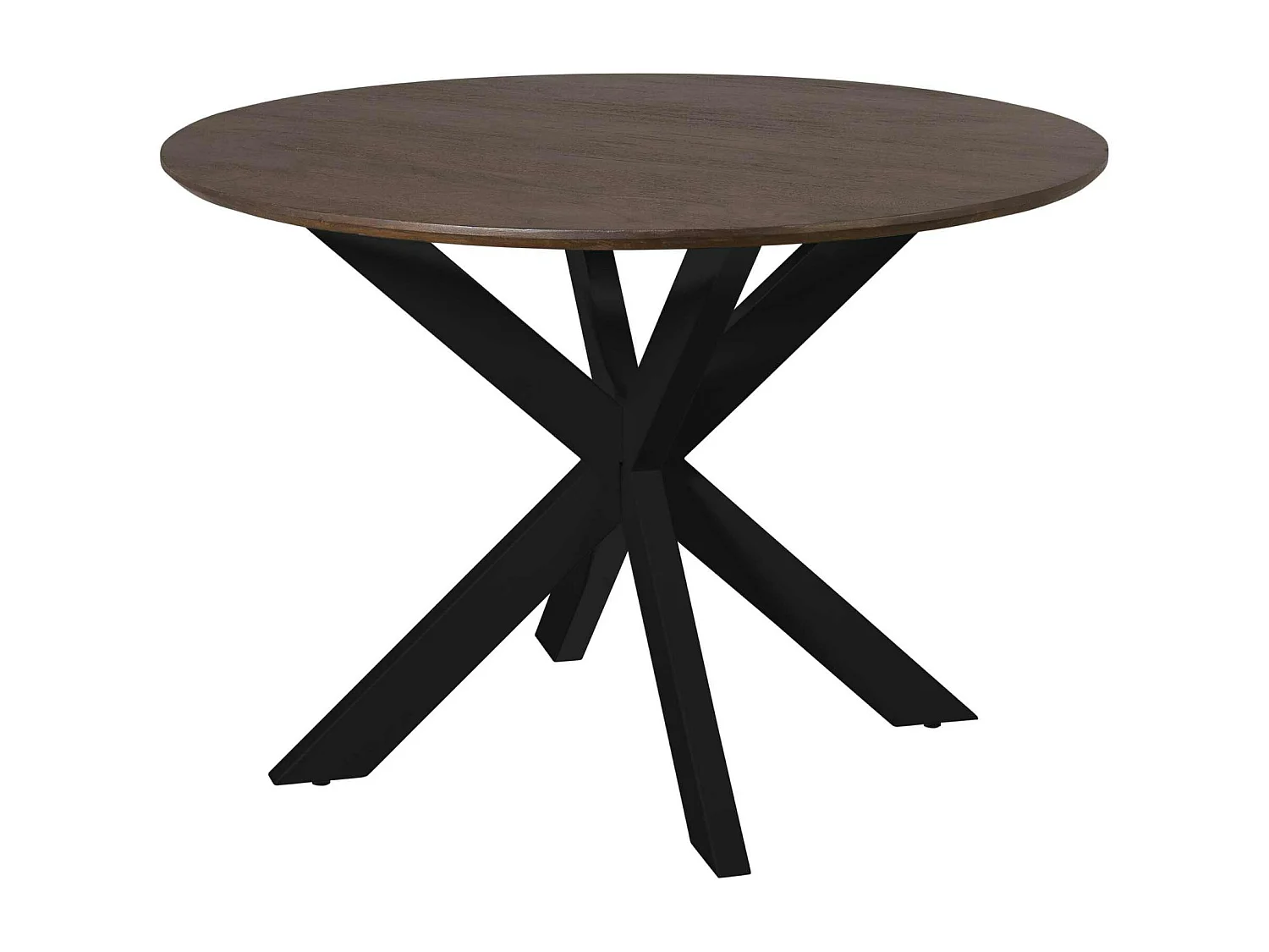 Table ronde bois brun pied noir Ø130 cm CORTINA
