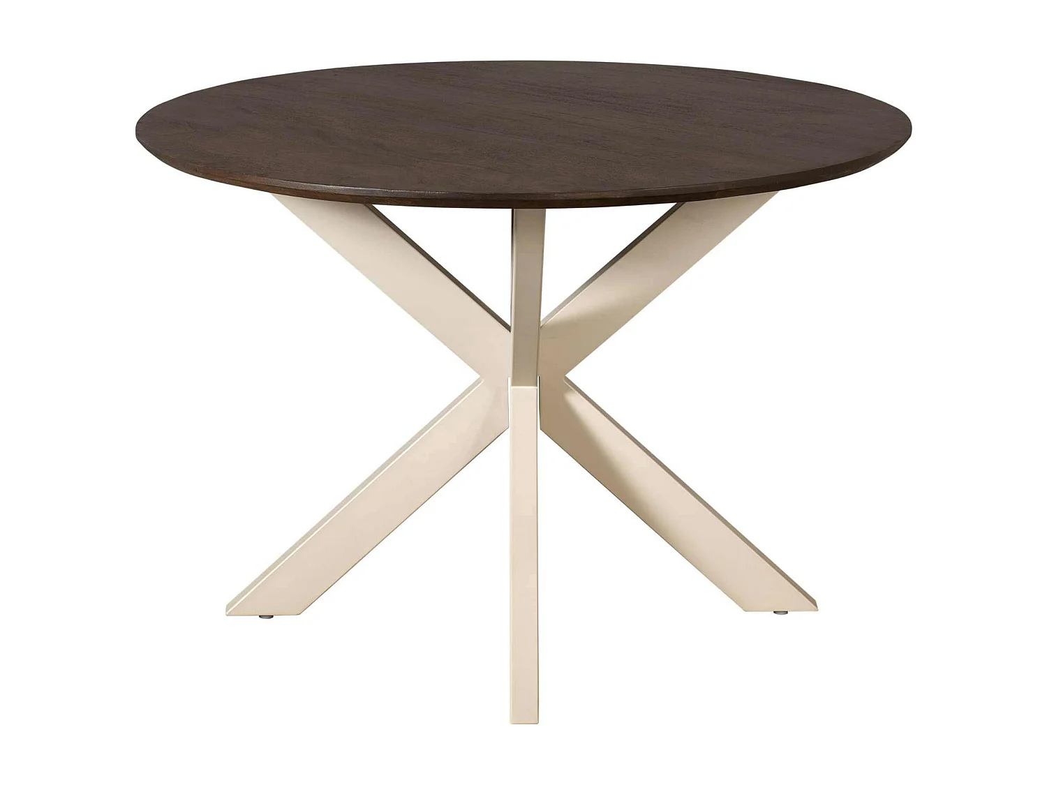 Table ronde bois brun pied blanc Ø110 cm CORTINA