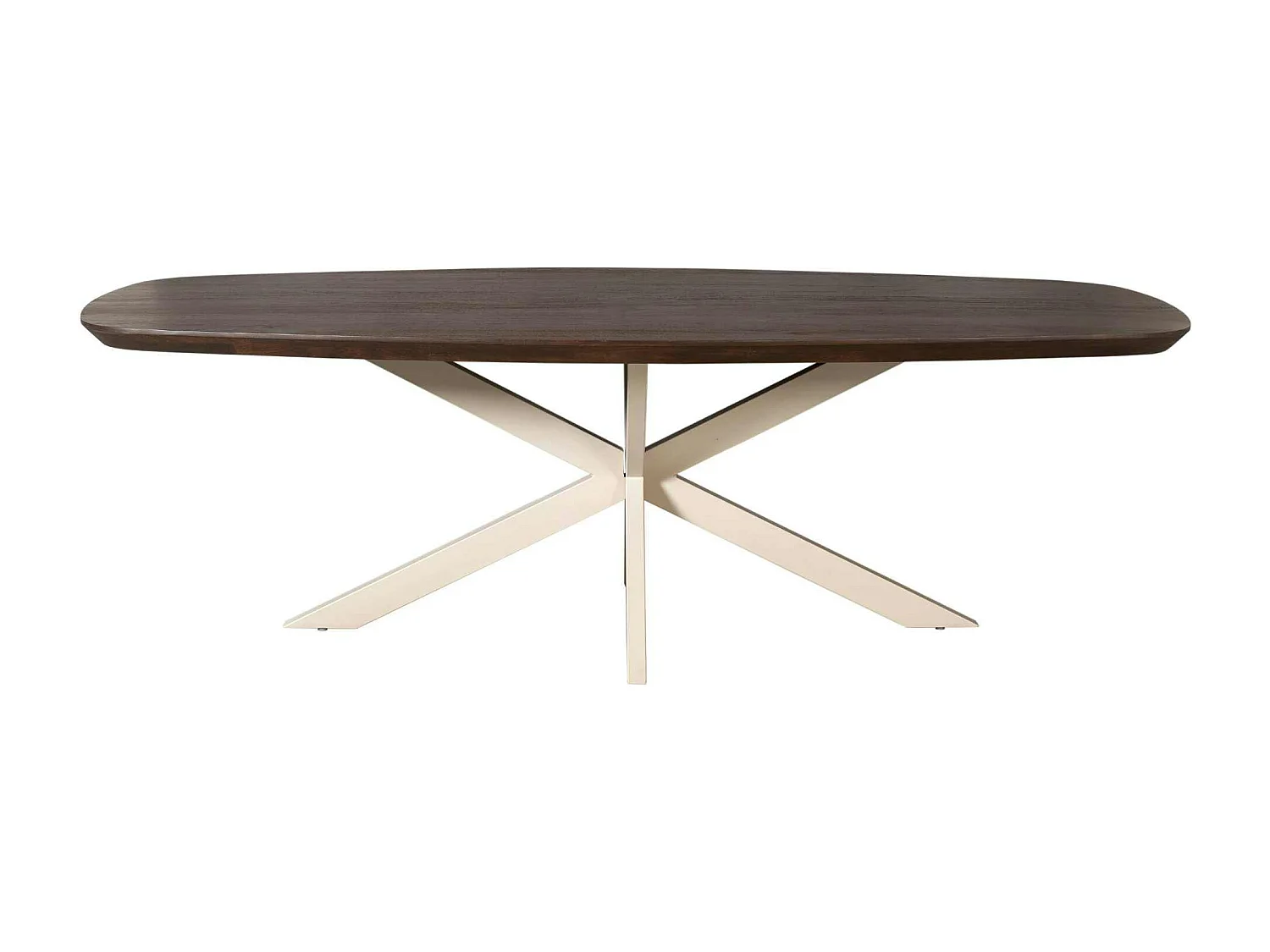 Table à manger bois brun pied blanc 240 cm CORTINA