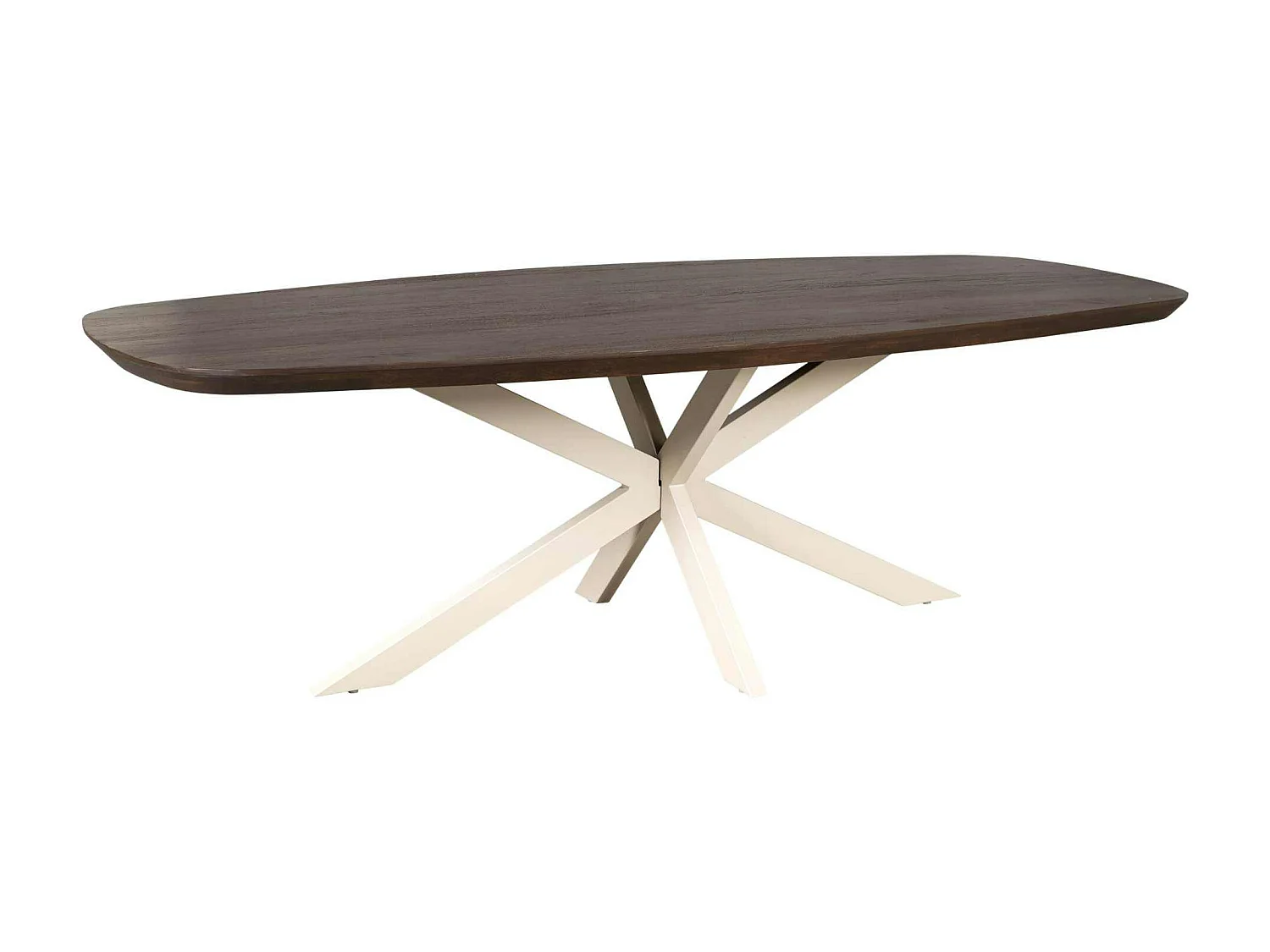 Table à manger bois brun pied blanc 240 cm CORTINA
