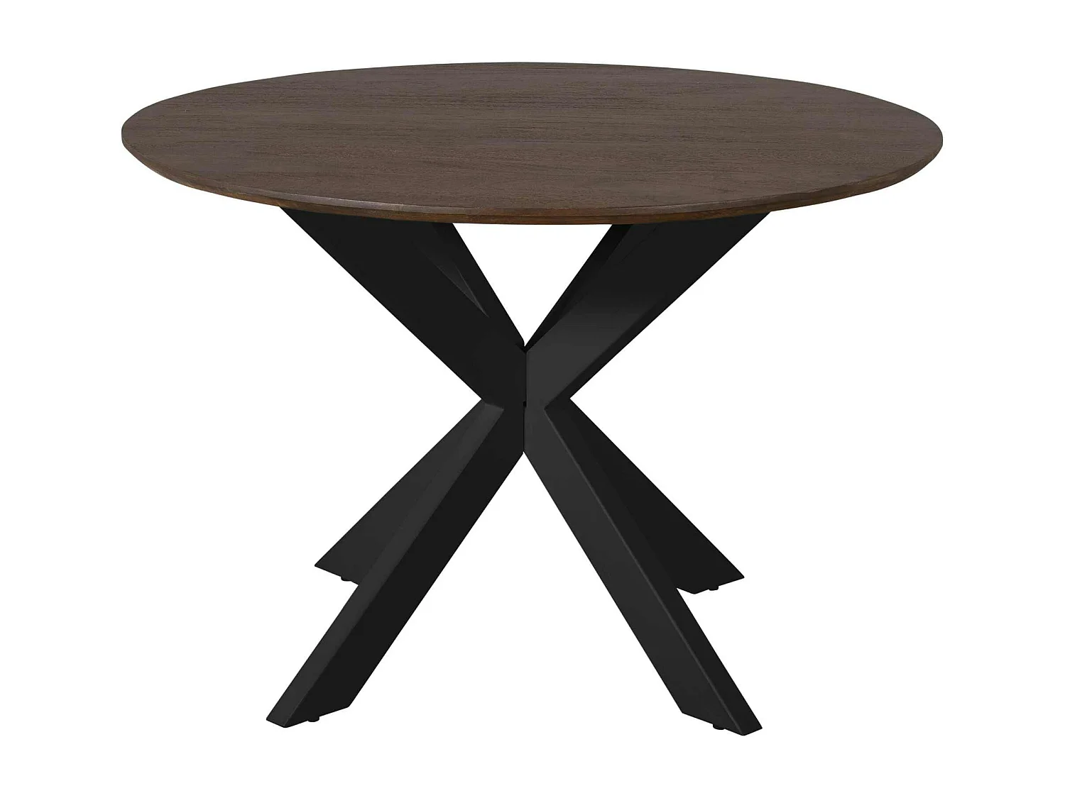 Table ronde bois brun pied noir Ø110 cm CORTINA