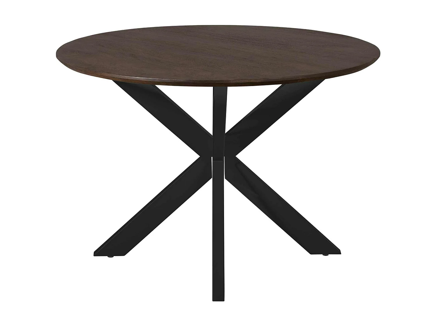 Table ronde bois brun pied noir Ø110 cm CORTINA
