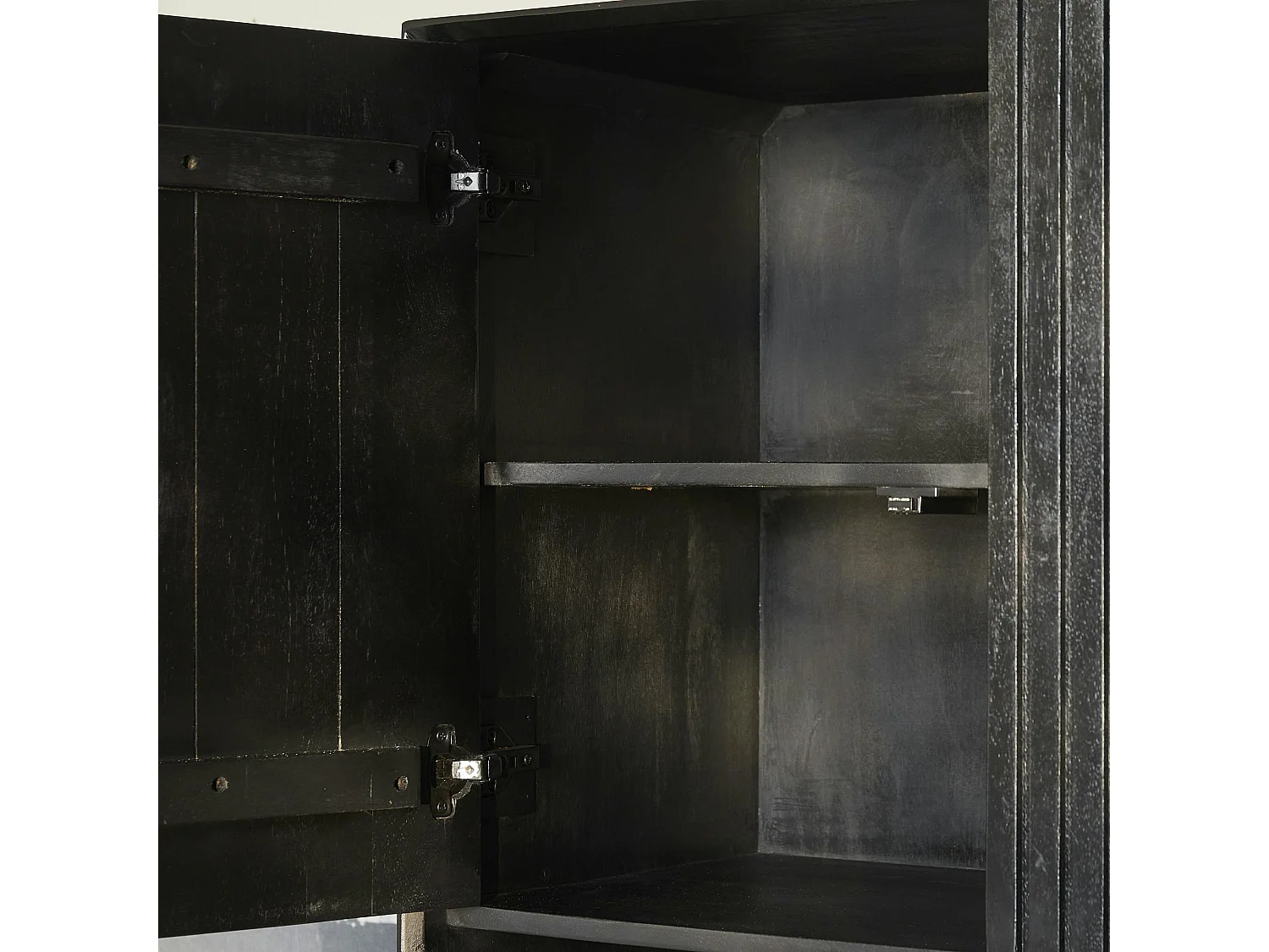 Bibliothèque étagère bois noir 6 portes rainurées CORTINA