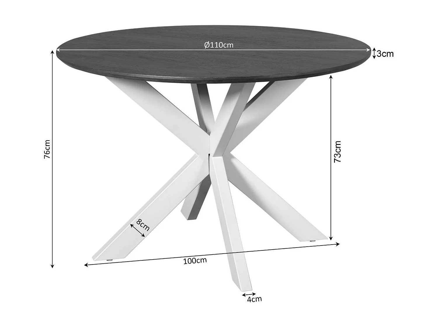 Table à manger ronde en bois de manguier Ø110 cm CORTINA