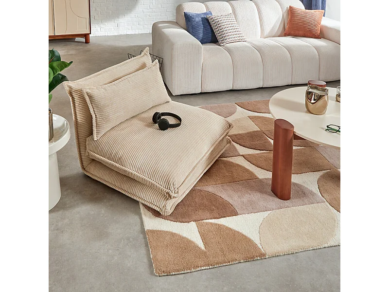 Chauffeuse Pliable Côtelée "Elois" 85cm Ivoire