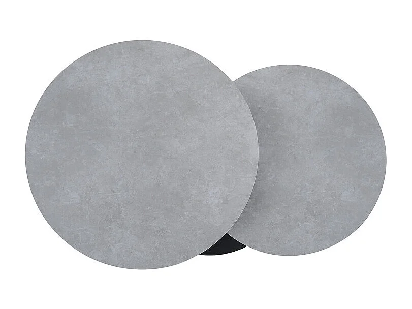 Table basse rotative 2 plateaux ronds céramique gris pied noir – ALLEGRA