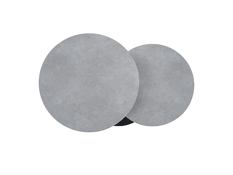Table basse rotative 2 plateaux ronds céramique gris pied noir – ALLEGRA