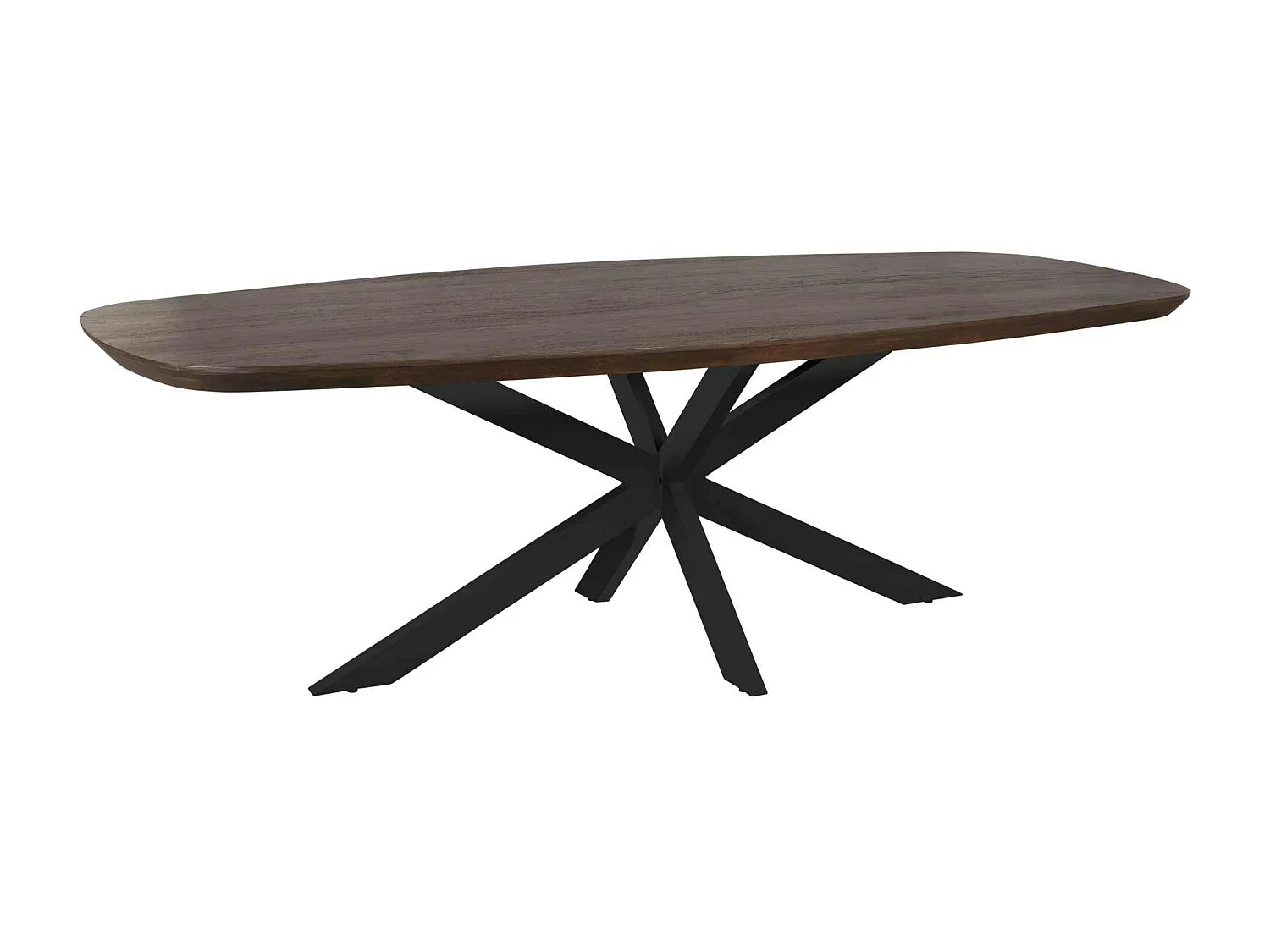 Table à manger bois brun bords arrondis 200 cm CORTINA