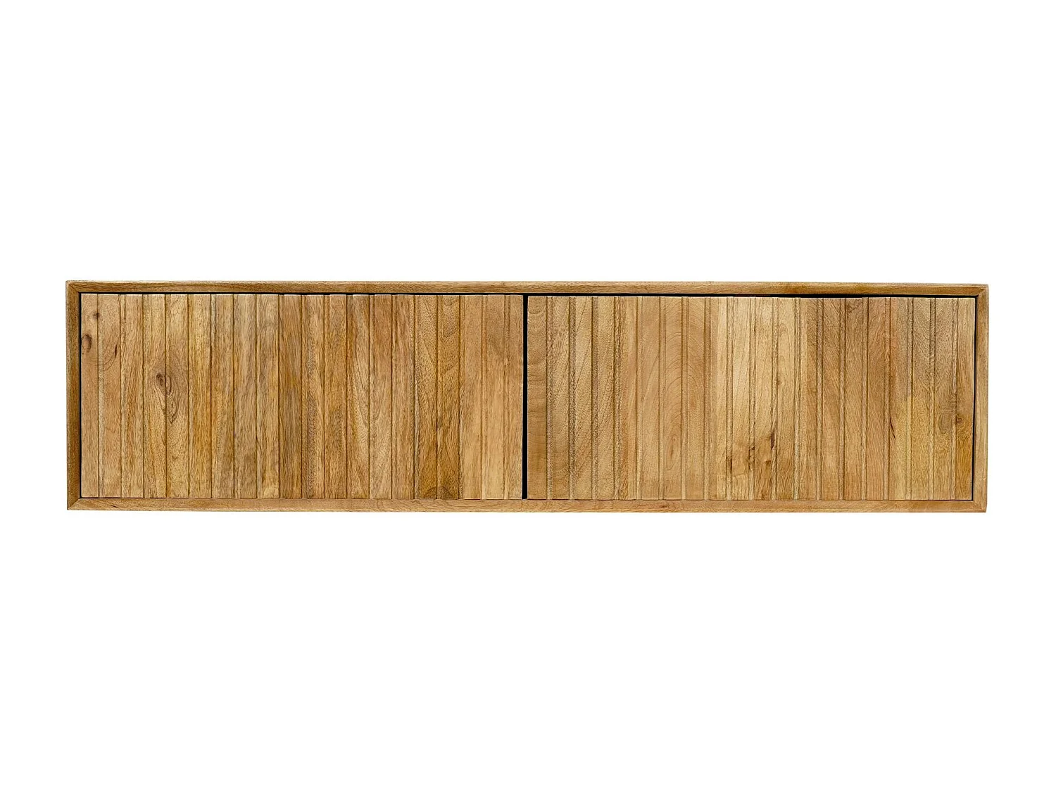 Meuble TV suspendu bois 2 portes rainurées CORTINA