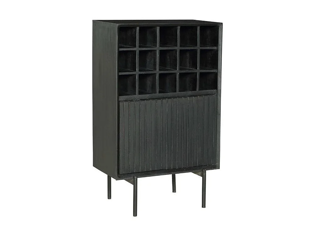Minibar salon bois noir 1 porte 1 casier CORTINA
