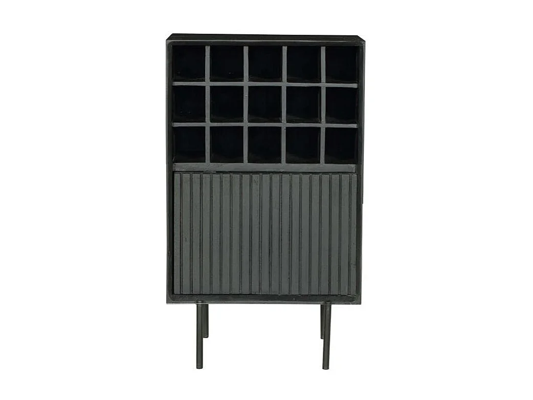Minibar salon bois noir 1 porte 1 casier CORTINA
